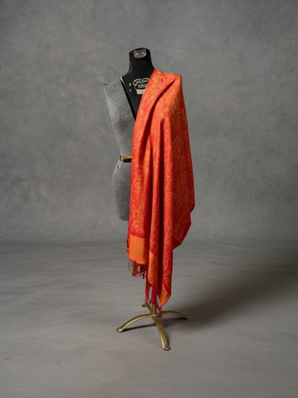 Y2K Vintage Pashmina Silk Shawl Wrap Reversible Two-Tone Orange Red NWOT 72x28